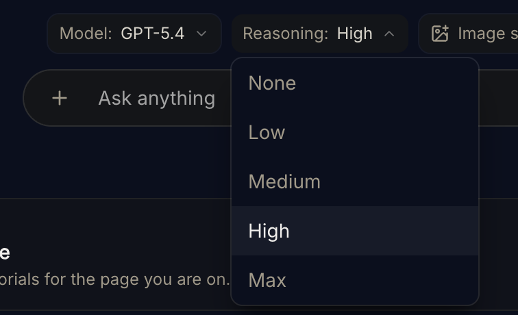 Lisa model and reasoning controls